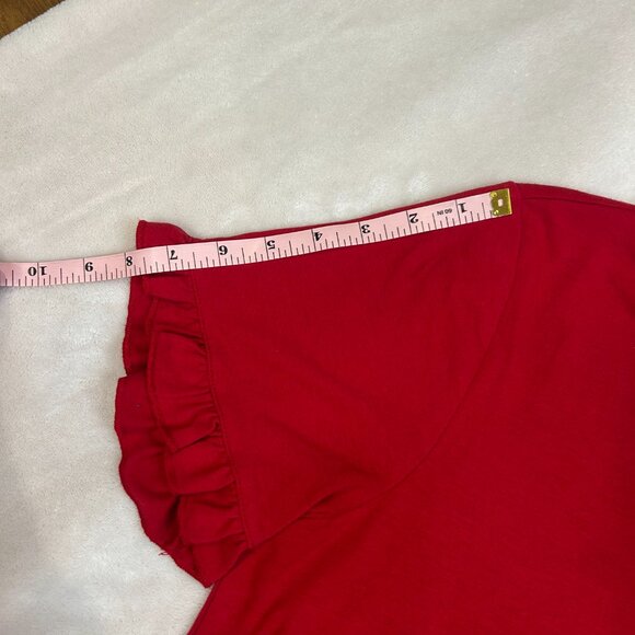 Fashion Red Flutter Sleeve T Shirt Women Medium - Picture 9 of 12